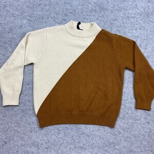 Knotsisters sweater womens M color block wool turtleneck preppy knit 90s classic